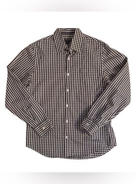 Vintage 2000’s Club Monaco Men's Black and White Checkered Shirt
